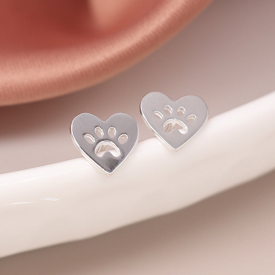 Silver Heart Shaped Studs