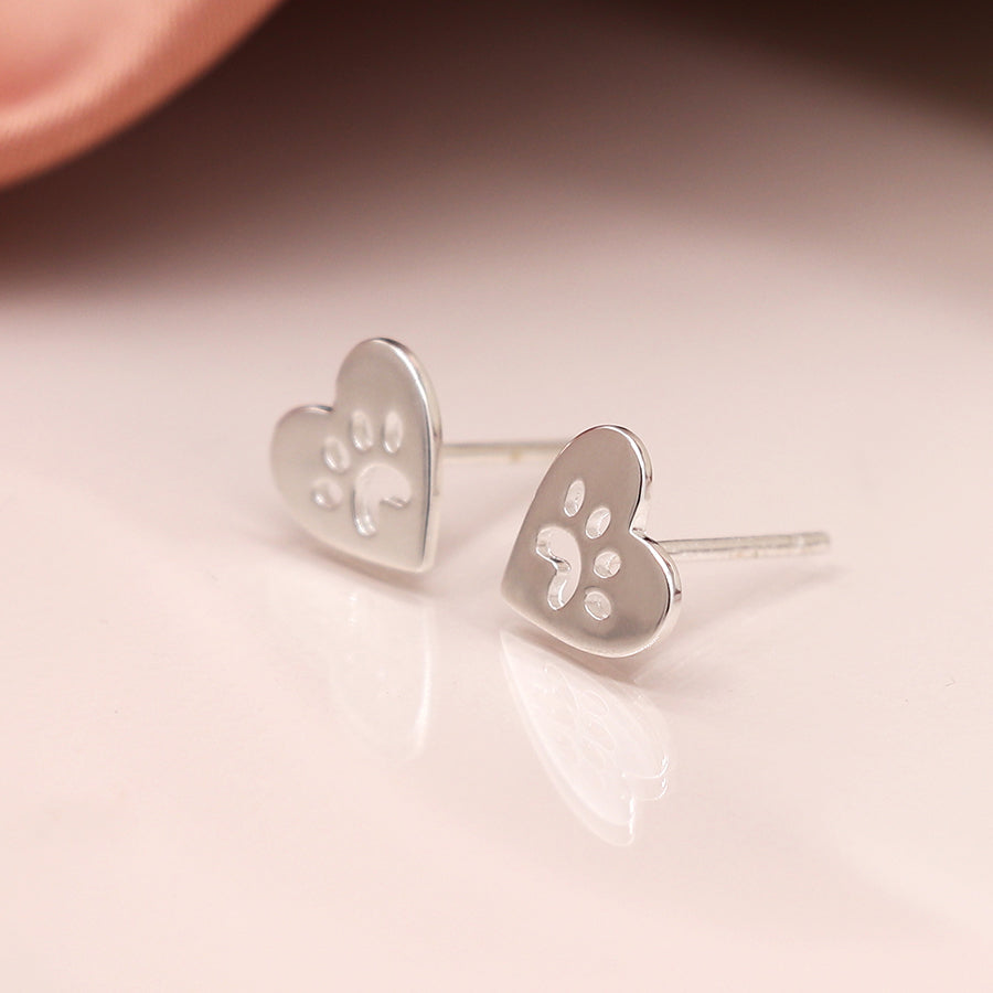 Silver Heart Shaped Studs