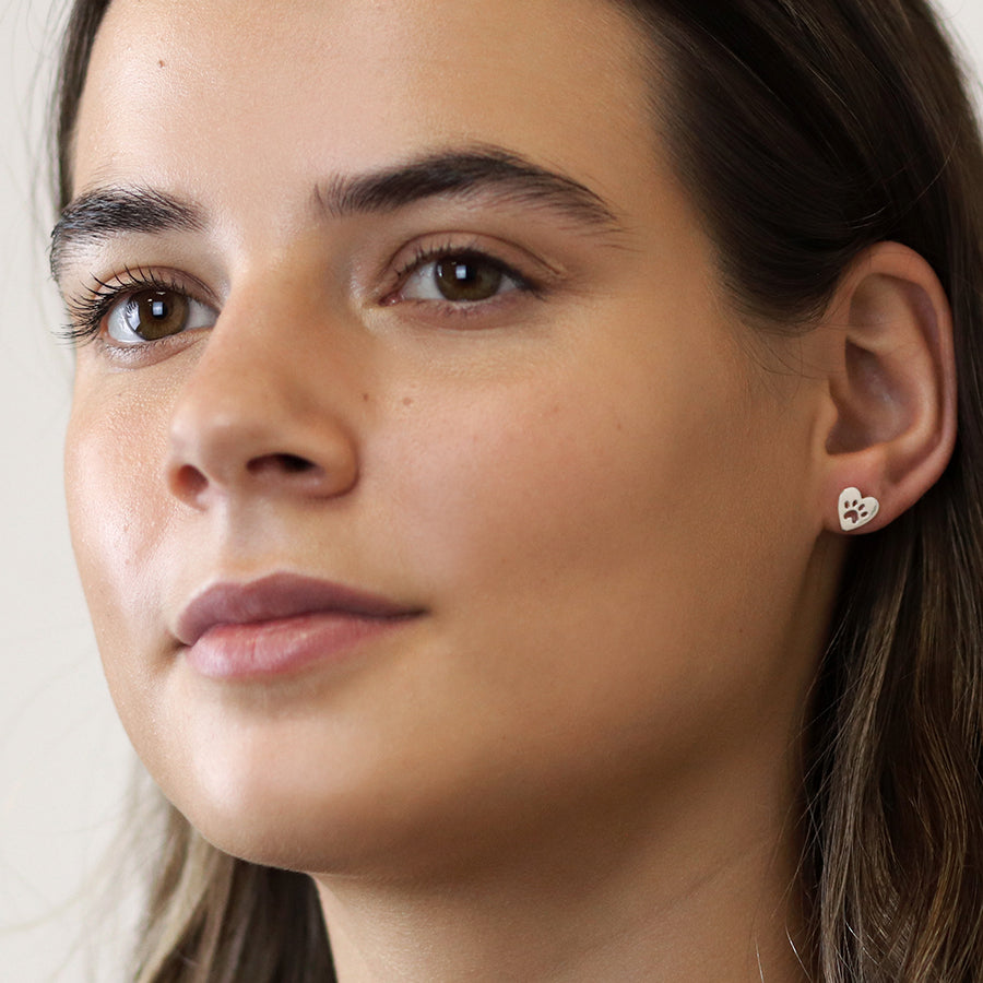 Silver Heart Shaped Studs