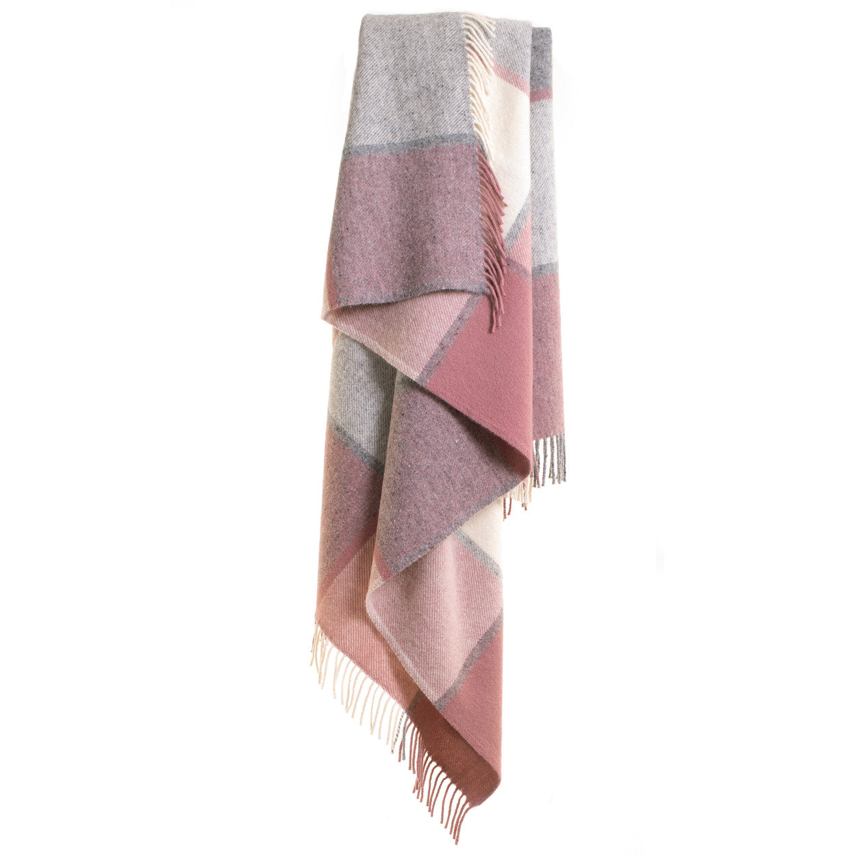 Dusky Pink Block Check Wool Throw