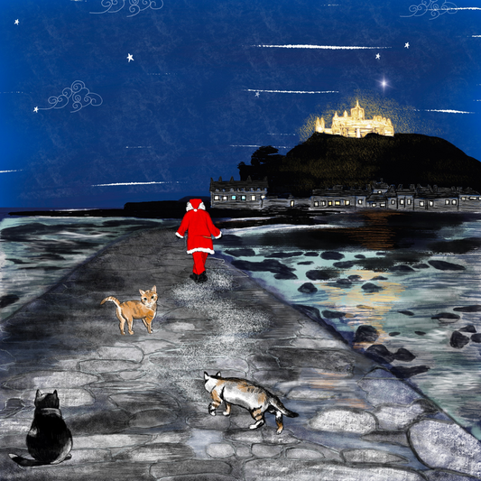 Cats At St Michaels Mount Christmas Cards