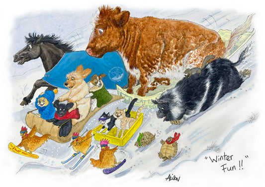 Exclusive Cinnamon Trust Christmas Card - Cinnamon Winter Fun
