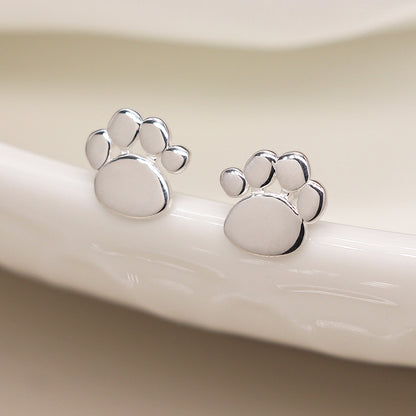 Silver Paw Print Studs