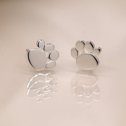 Silver Paw Print Studs