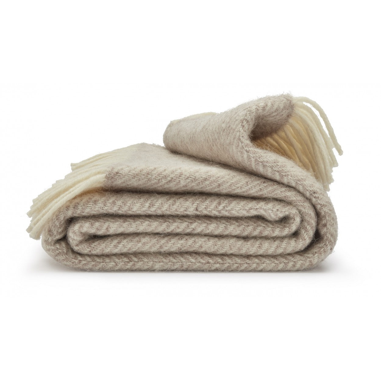 British Made Fishbone Wool Throw Hazel