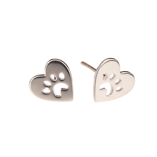 Silver Heart Shaped Studs