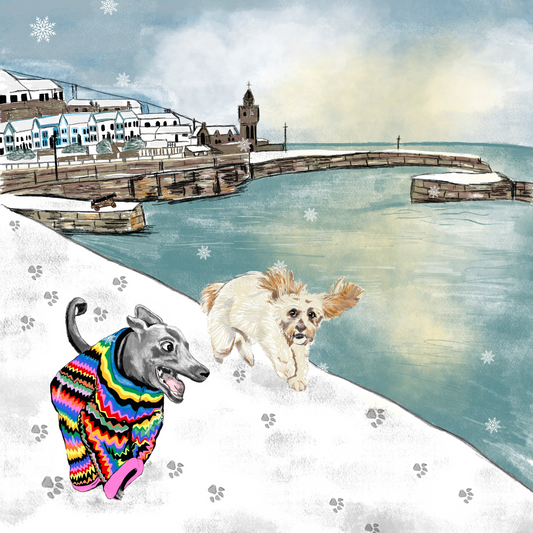 Archie & Lenny at Porthleven Christmas Cards