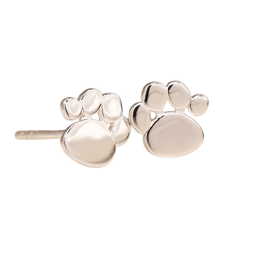 Silver Paw Print Studs