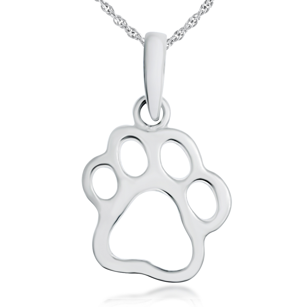 Paw Print Necklace Sterling Silver